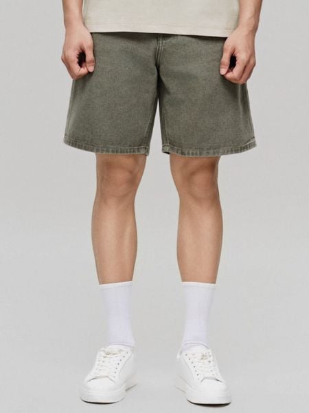 Quần Short Jean Nam Tag Da Moss Sage Tint Wash Form Baggy