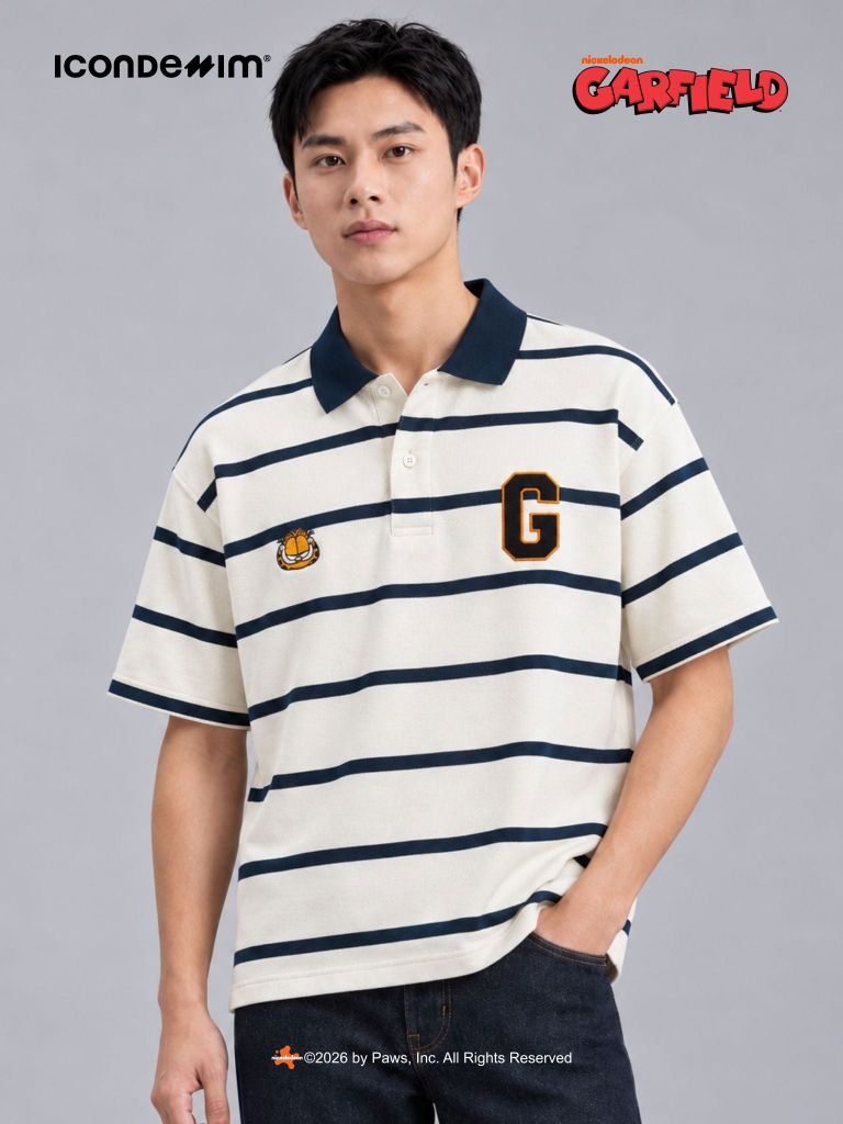 Áo Polo Nam Garfield Retro Mascot Form Boxy