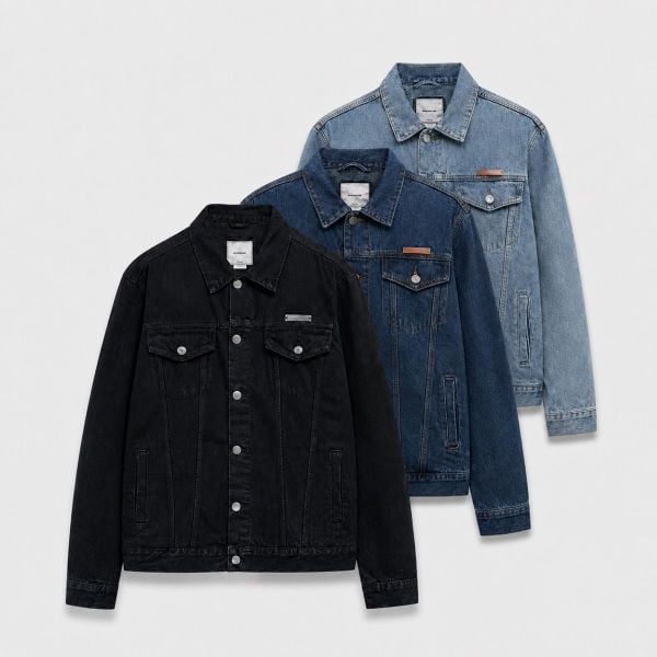 Áo Khoác Jeans Nam Drafting All Black Basic Form Regular