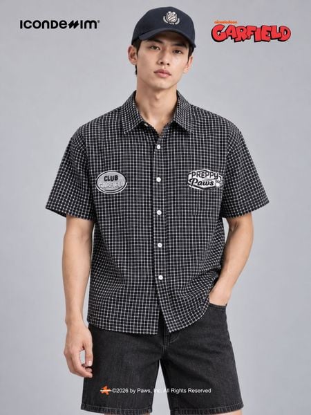 Áo Sơ Mi Nam Tay Ngắn Garfield Preppy Paws Check Form Relaxed