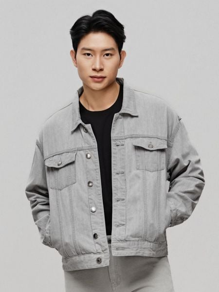 Áo Khoác Jeans Nam Siêu Nhẹ ICON105 Lightweight Form Loose Light Grey