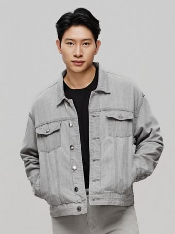 Áo Khoác Jeans Nam Siêu Nhẹ ICON105 Lightweight Form Loose Light Grey