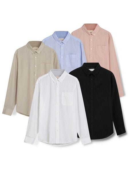 Áo Sơ Mi Linen Nam Tay Dài Pale Wave Form Regular