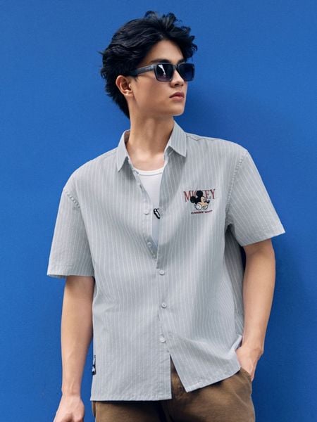 Áo Sơ Mi Tay Ngắn Hoạ Tiết Disney Striped Groove Form Boxy