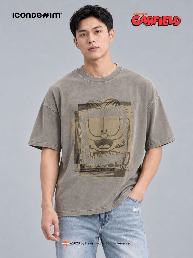 Áo Thun Nam Garfield Faded Vintage Form Boxy