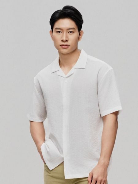 Áo Sơ Mi Cuban Linen Nam Tay Ngắn Natural Voyager Form Relaxed