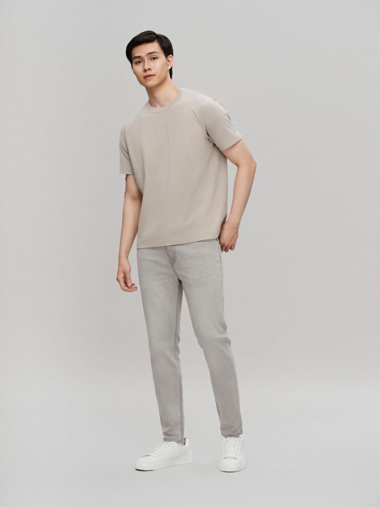 Quần Smart Jean Nam Siêu Co Dãn Xám Trơn Form Smart Fit