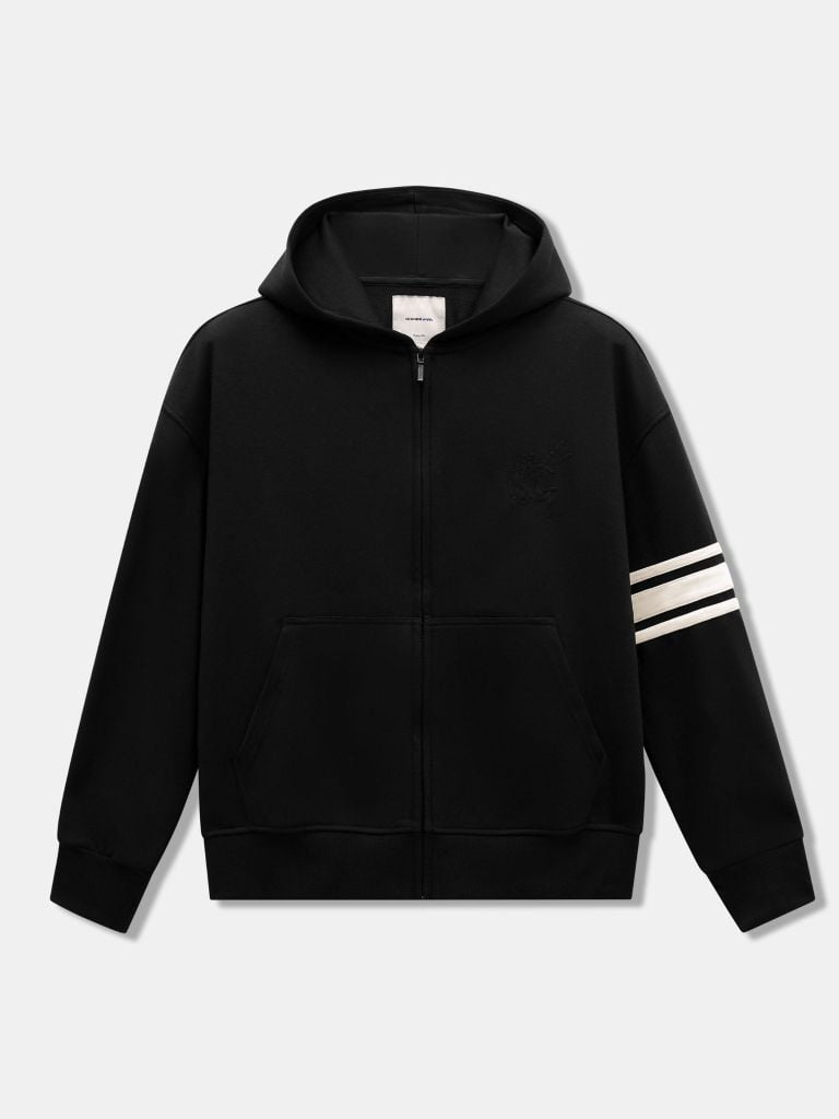 Áo Khoác Hoodie Zip Nam Mixing Horizontal Stripes Form Loose