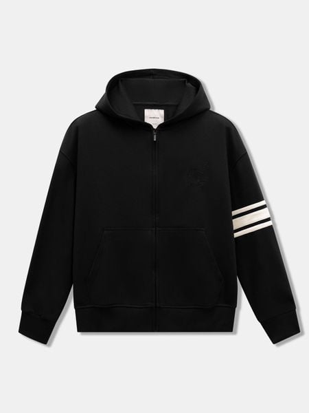 Áo Khoác Hoodie Zip Nam Mixing Horizontal Stripes Form Loose
