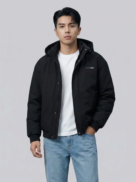 Áo Khoác Hoodie Zip Nam Mixing Horizontal Stripes Form Loose