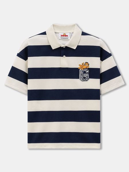 Áo Polo Nam Garfield College Cat Stripe Form Boxy