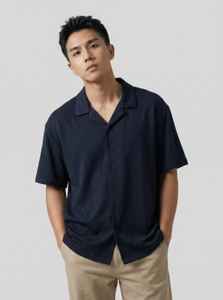 Áo Sơ Mi Cuban Nam Blue Code Linen Form Relaxed