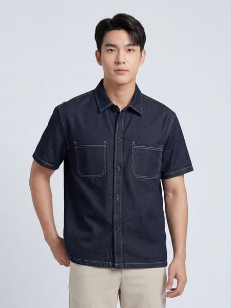 Áo Sơ Mi Nam Iron Indigo Form Boxy