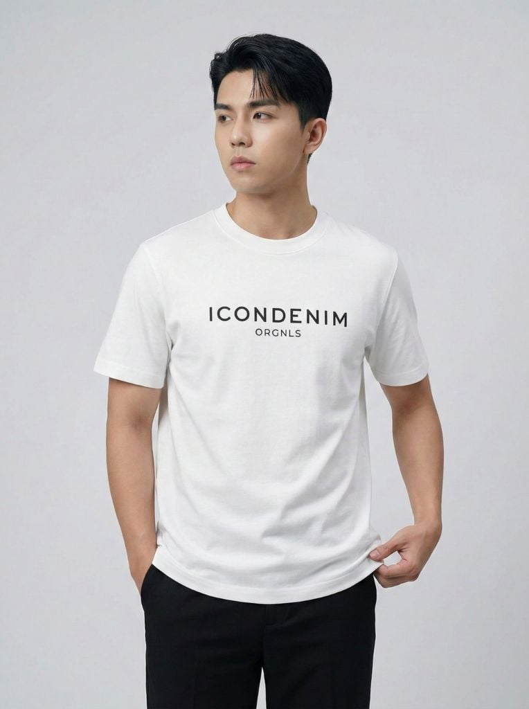 Áo Thun Nam Cotton Shimmer Logo Form Regular