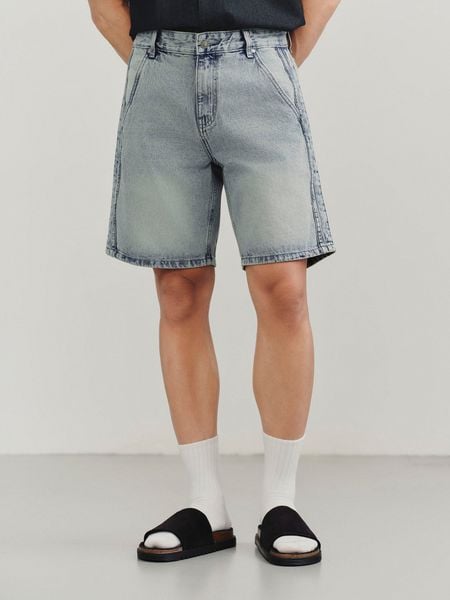 Quần Short Jean Nam Trim Edge Form Loose