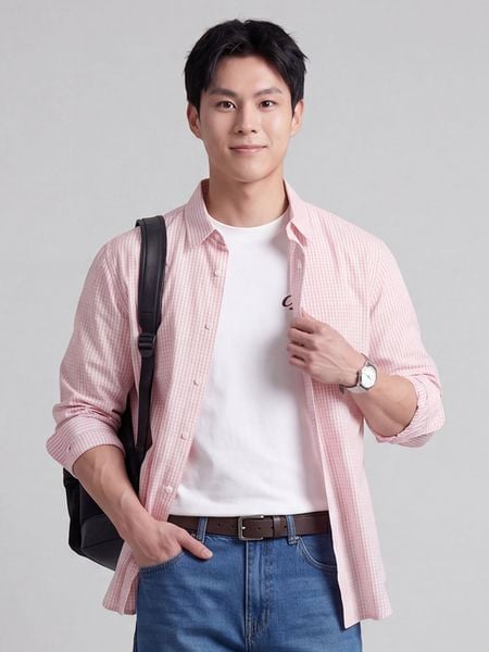 Áo Sơ Mi Nam Cotton Tay Dài Soft Touch Gingham Form Regular