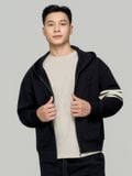 Áo Khoác Hoodie Zip Nam Mixing Horizontal Stripes Form Loose