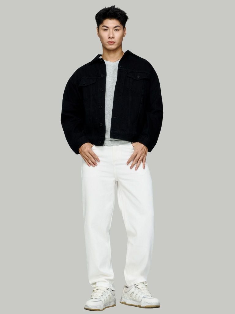 Quần Jean Nam Cotton Offwhite Form Baggy