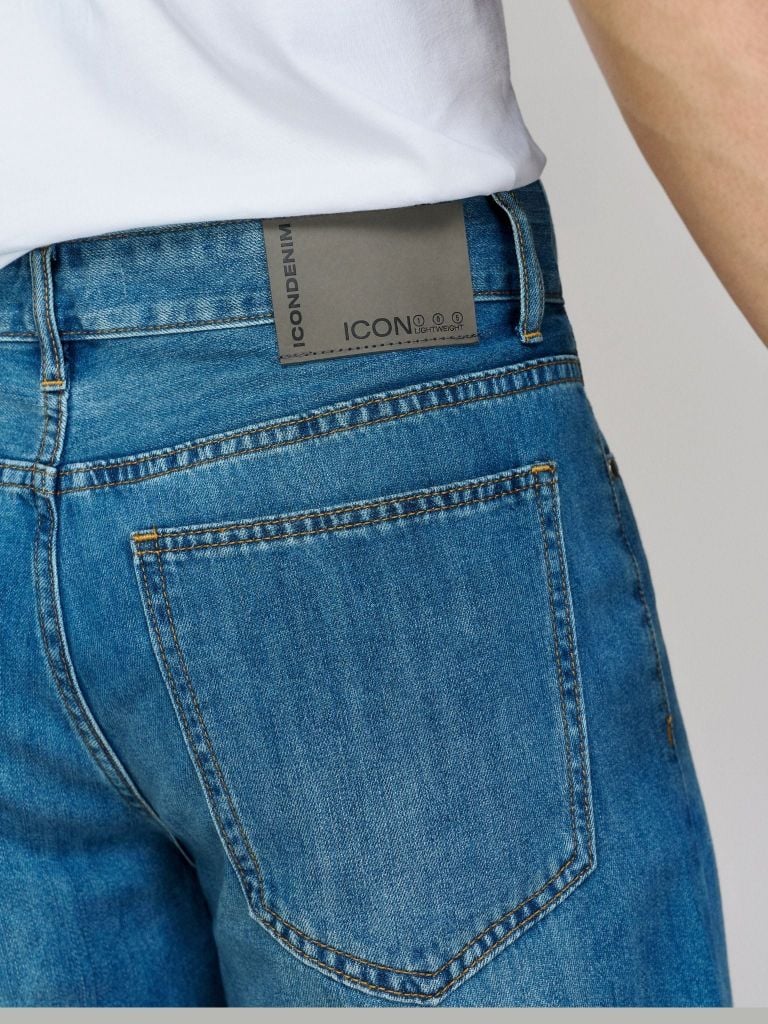 Quần Short Jean Nam Siêu Nhẹ ICON105 Mid Blue Form Loose