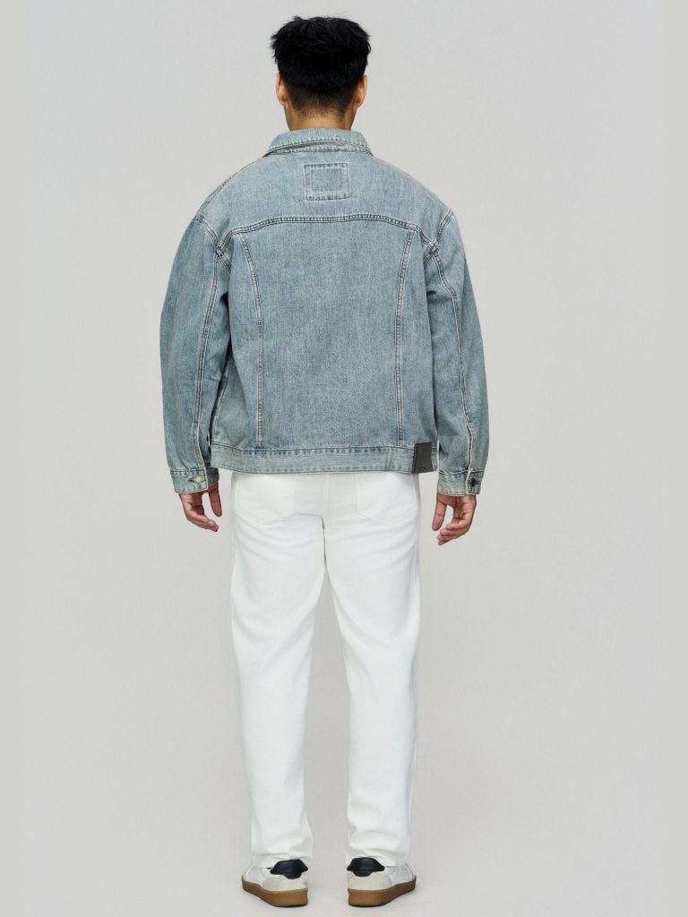 Áo Khoác Jean Nam ICON105 Lightweight Mid Blue Form Loose