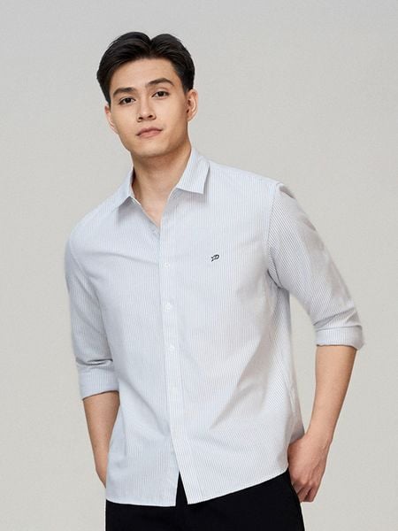 Áo Sơ Mi Tay Dài Nam ID Embroidery Stripped Shirt Form Regular