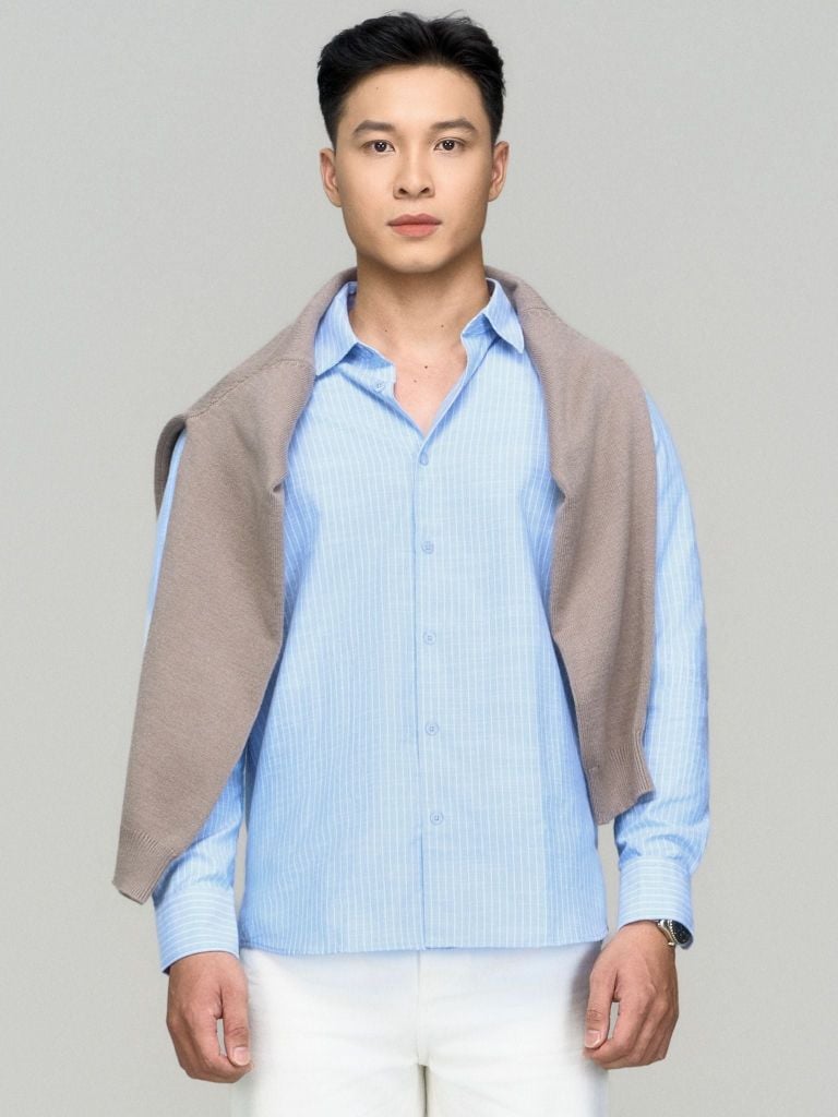 Áo Sơmi Linen Nam Tay Dài Quite Sharp Form Regular