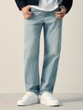 Quần Jean Nam Siêu Nhẹ Ống Suông Xanh Nhạt Trơn ICON105 Form Straight