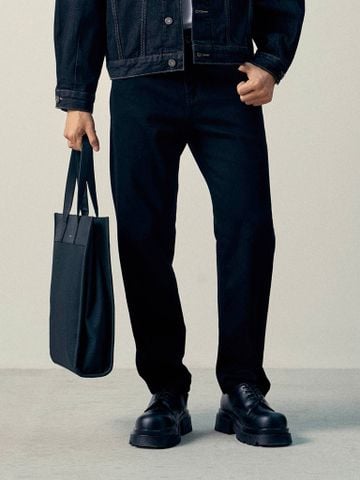 Quần Jean Nam Siêu Nhẹ Ống Suông Đen ICON105 Form Straight