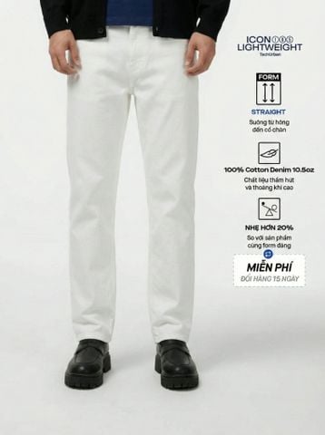 Quần Jean Nam Siêu Nhẹ Ống Suông ICON105 Lightweight Off White Form Straight