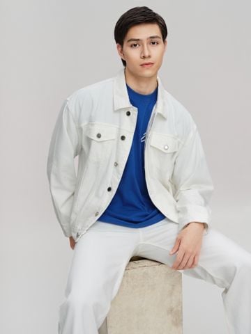 Áo Khoác Jeans Nam Siêu Nhẹ ICON105 Lightweight Offwhite Form Loose