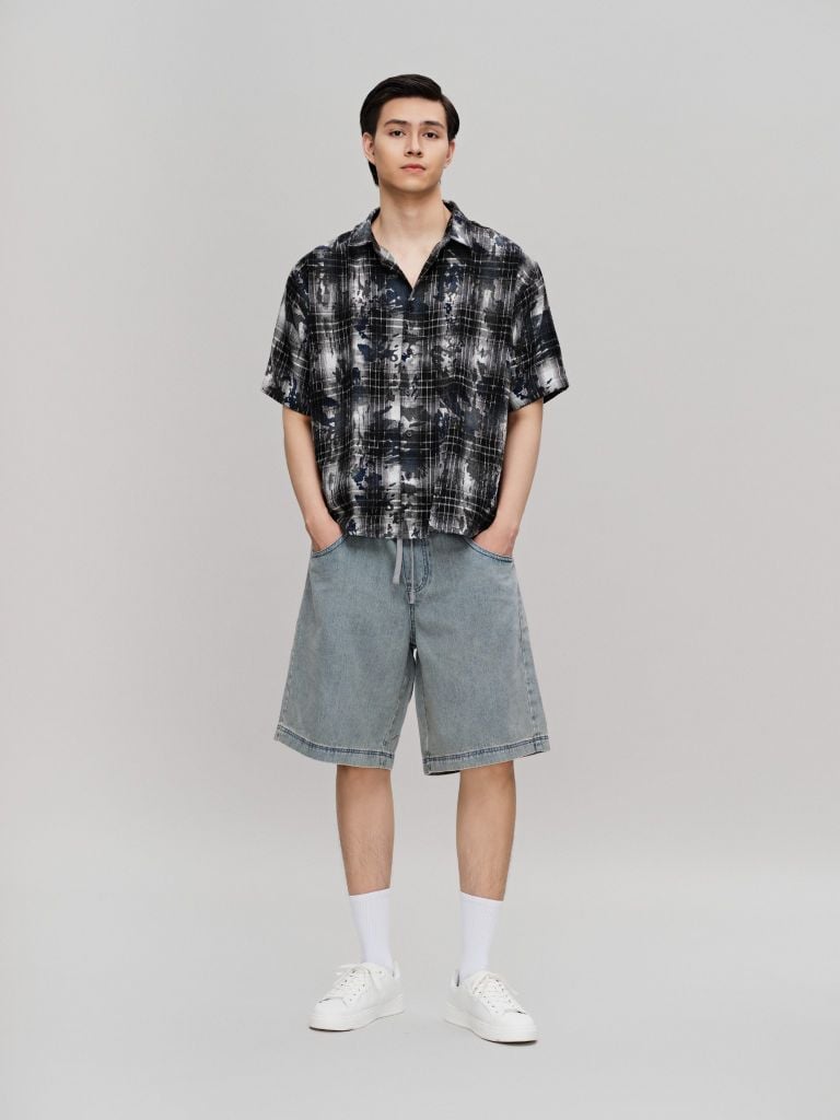 Quần Short Denim Nam Bermuda Light-blue Form Baggy