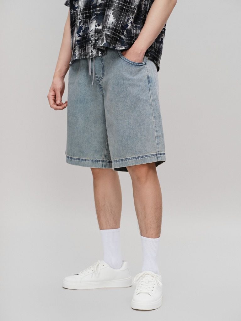 Quần Short Denim Nam Bermuda Light-blue Form Baggy