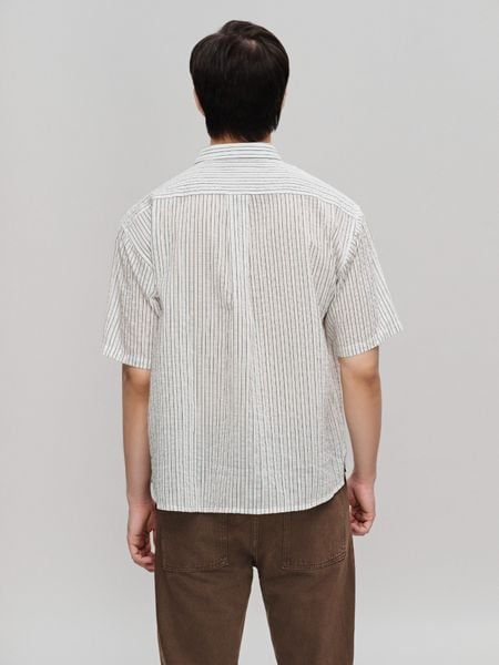 Áo Sơ Mi Nam Tay Ngắn Crinkle Stripe Form Boxy
