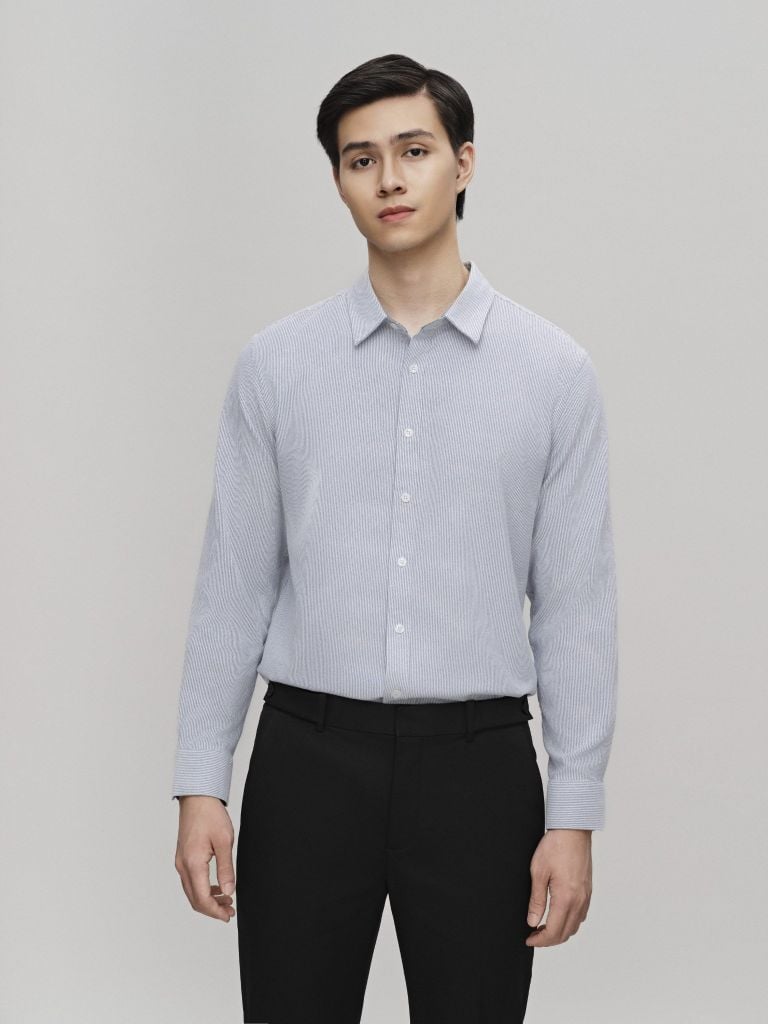 Áo Sơ Mi Nam Sợi Dệt Stripe Alloy Form Regular