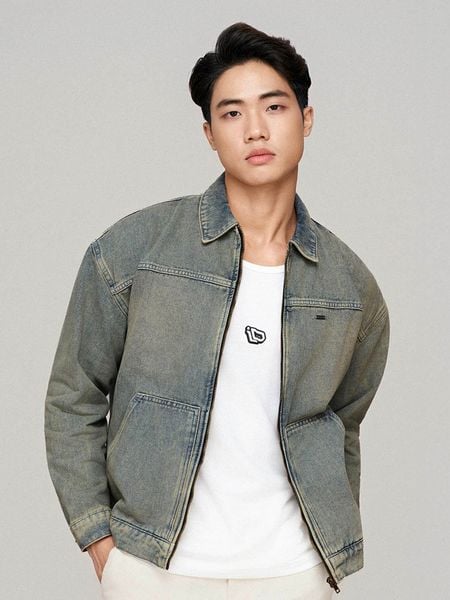 Áo Khoác Denim Nam Vintage Wash Form Loose