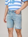 Quần Short Denim Nam Basic 5-pocket Ripped Wash Form Slim-fit