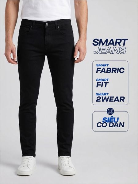 Quần Smart Jeans Nam Siêu Co Dãn Đen Trơn Form Smart Fit
