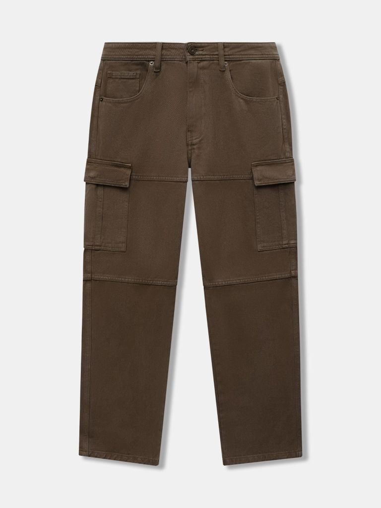 Quần Cargo Nam Washed Khaki Form Straight