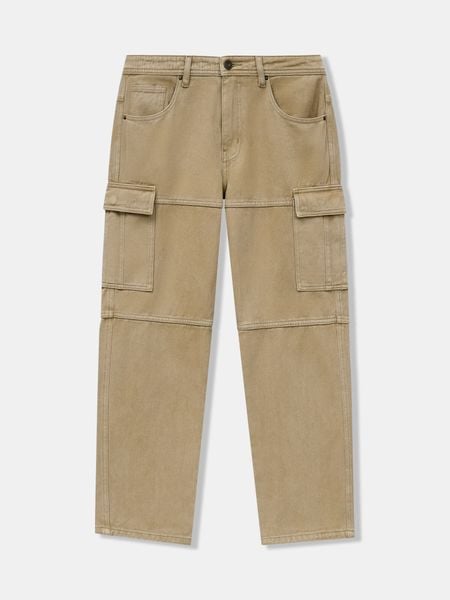 Quần Cargo Nam Washed Khaki Form Straight