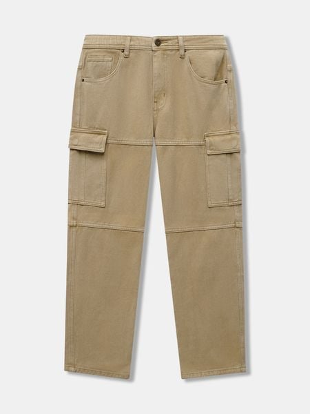 Quần Cargo Nam Washed Khaki Form Straight