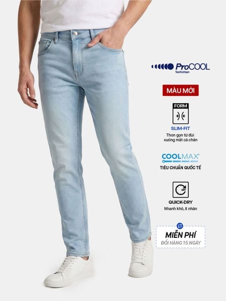 Quần Jean Nam Siêu Mát Ống Ôm ProCOOL Bright Sky Blue Form Slim