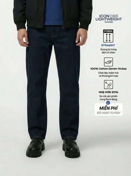 Quần Jean Nam Siêu Nhẹ Ống Suông Indigo ICON105 Form Straight