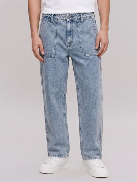 Quần Jeans Nam Ống Suông Trim Edge Form Baggy