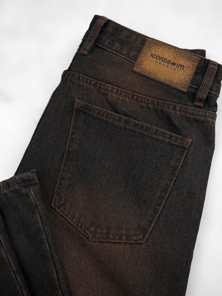 Quần Jeans Nam Vintage Brown Form Straight