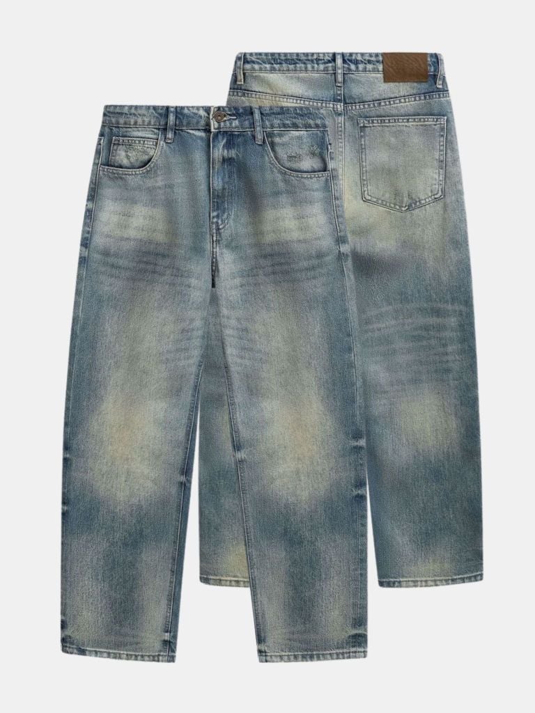 Quần Jeans Nam Vintage Washed Blue Form Baggy