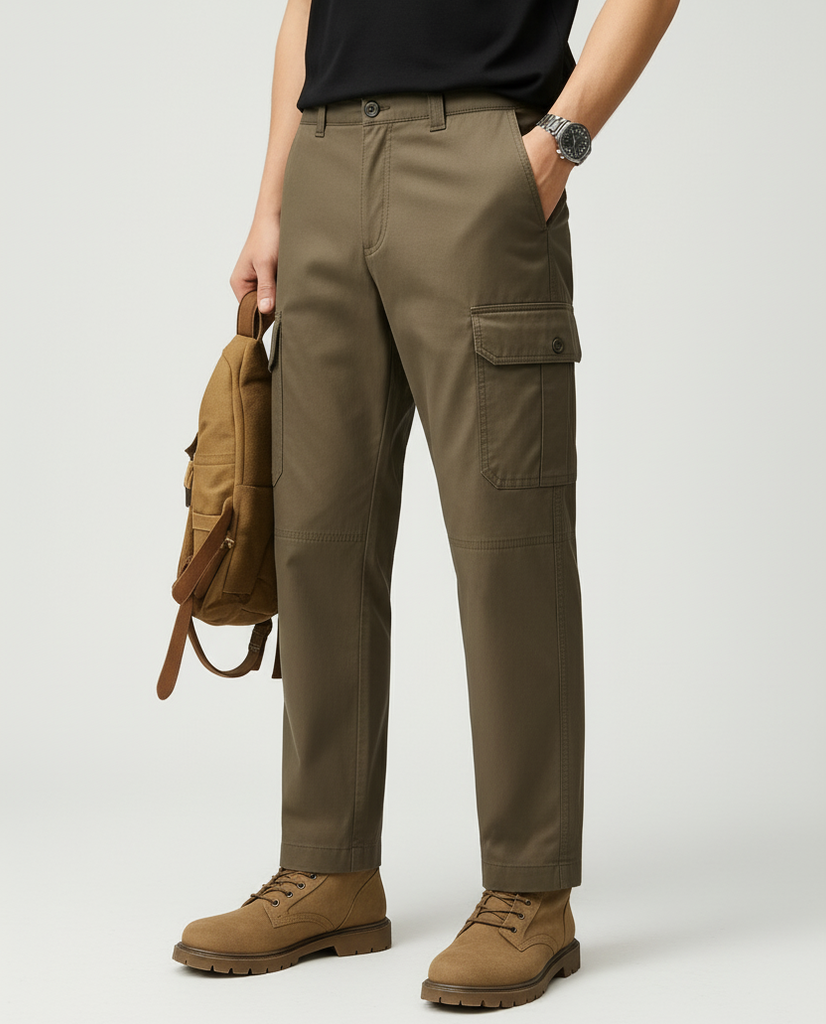 Quần Kaki Nam Ống Suông Cargo ICDN Tag Form Straight