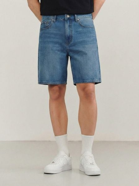 Quần Short Jean Nam Siêu Nhẹ ICON105 Mid Blue Form Loose