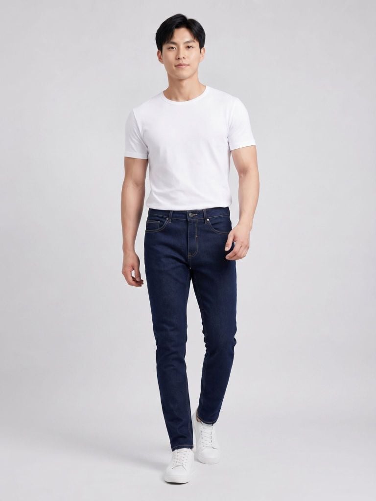 Quần Smart Jean Nam Siêu Co Dãn Deep Rinse Indigo Form Smart Fit