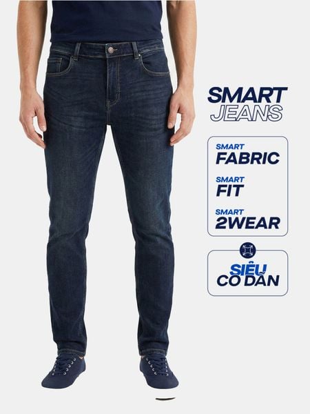 Quần Smart Jean Nam Siêu Co Dãn Xanh Đậm Form Smart Fit