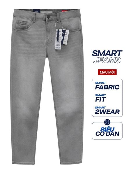 Quần Smart Jeans Nam Siêu Co Dãn Grey Form Smart Fit